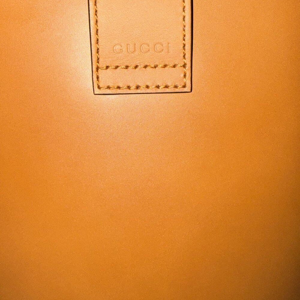 Gucci Leather Bucket Bag 2024 | Cognac | Web Strap | Retail $2,800 - Picture 5 of 5